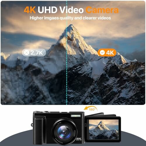 Comparison of 2.7K and 4K UHD video quality with a camera.