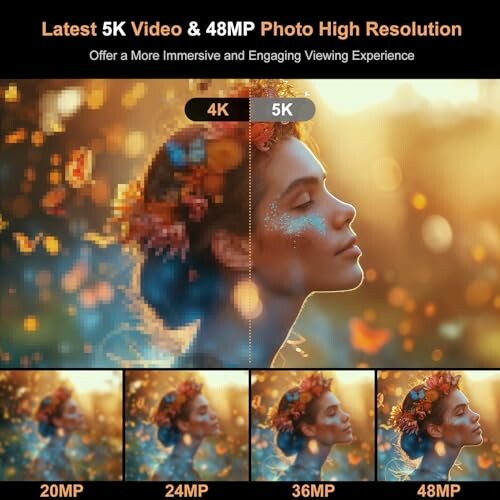 Comparison of 4K and 5K video quality, showing enhanced detail and resolution in 5K.