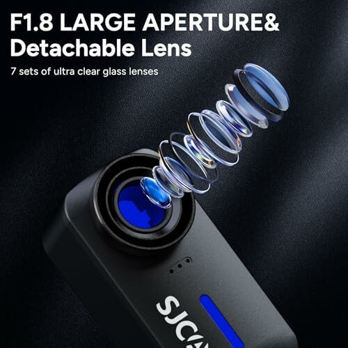 Camera with large aperture and detachable lens, featuring 7 sets of ultra-clear glass lenses.