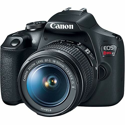 Canon EOS Rebel T7 DSLR camera with lens.