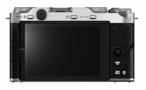 Back view of a digital camera with screen and controls