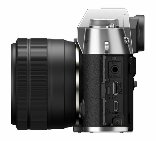 Side view of a digital camera showing ports.