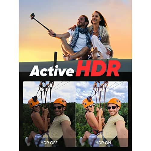 Couple taking a selfie with Active HDR comparison