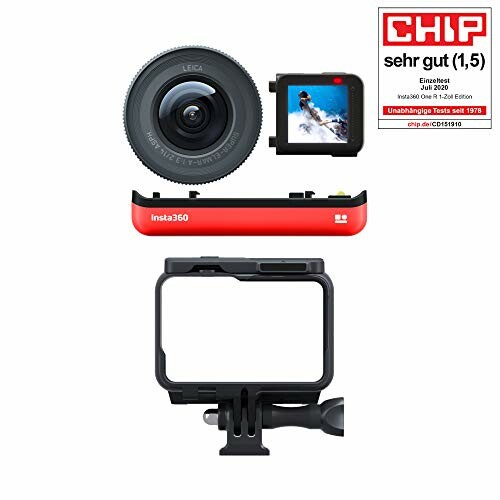 Insta360 camera kit with lens, screen, and mount.