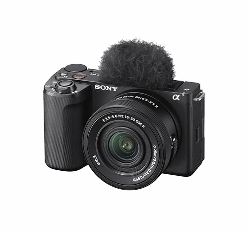 Sony camera with attached microphone